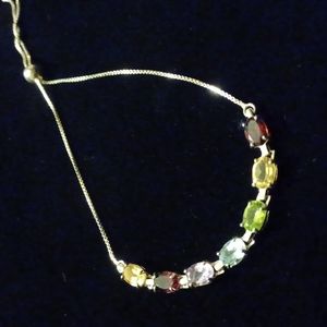 9.25 adjustable multi color gemstone bracelet